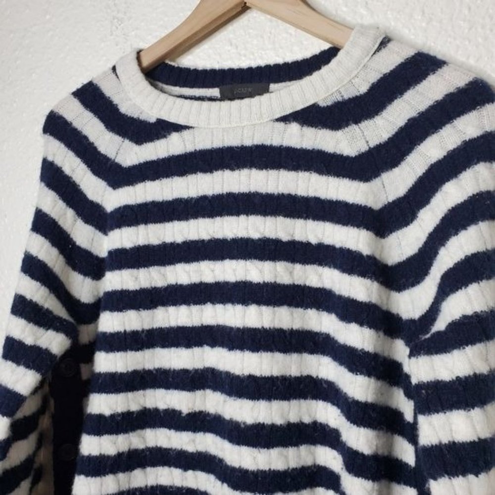 J.Crew Wool Stripe Side Button Sweater Medium - image 5